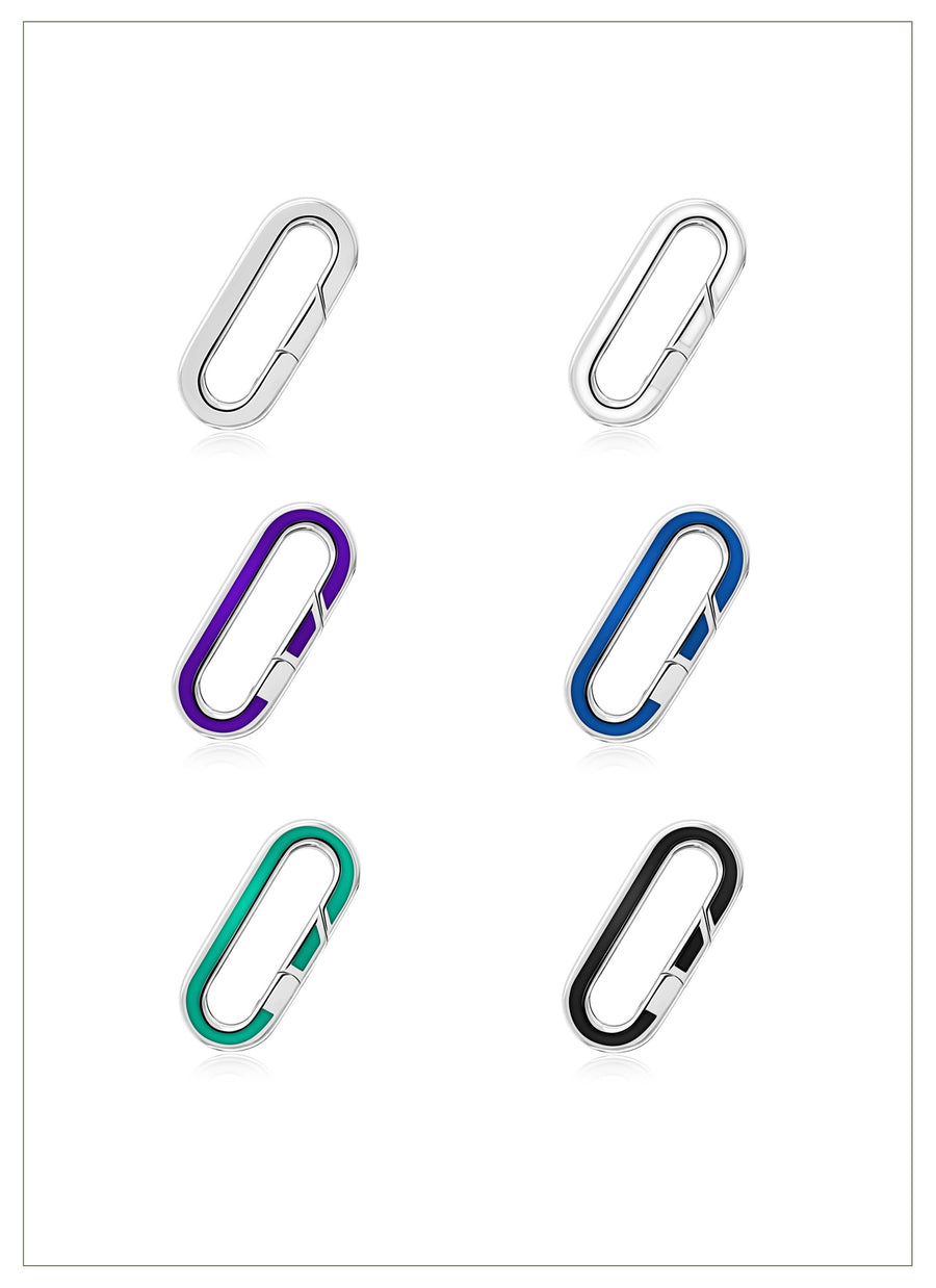 Flat paper clip jewelry clasps with pushgate from RIVA New York, available in silver and gold vermeil