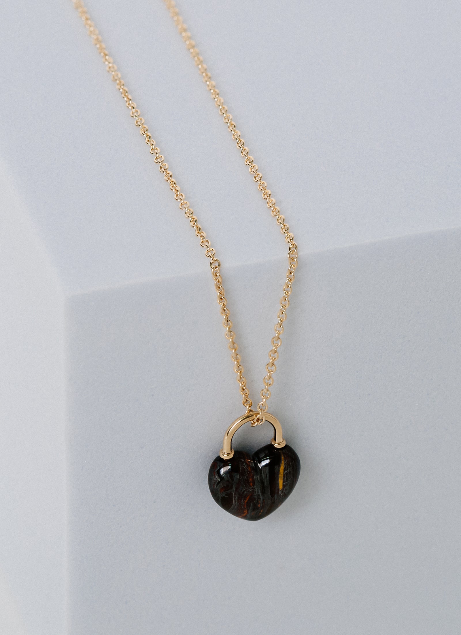 Limited Edition Tiger's Eye Heart Lock Pendant Necklace from RIVA