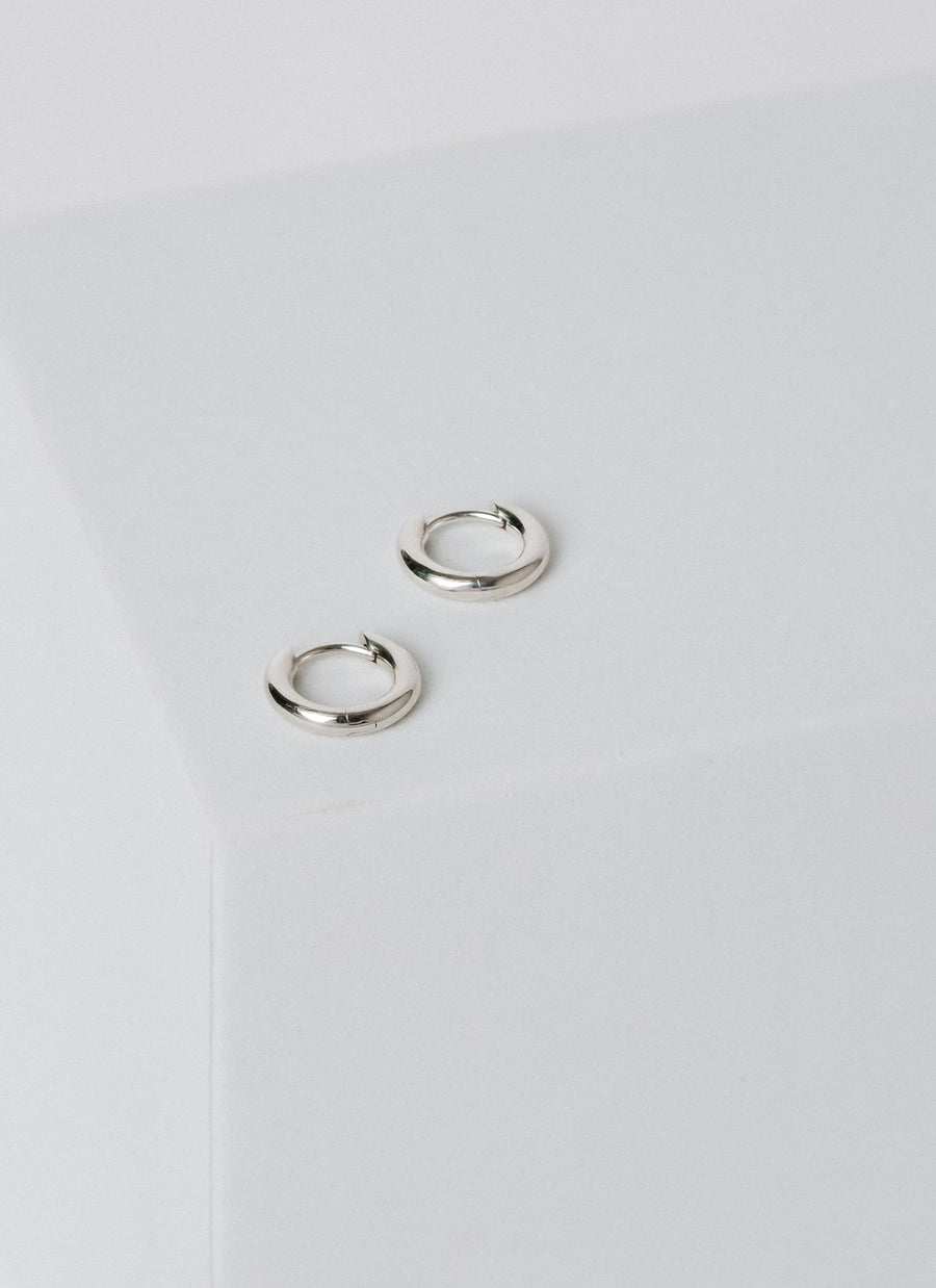 sterling silver small chubby hoop earrings from Riva newyork