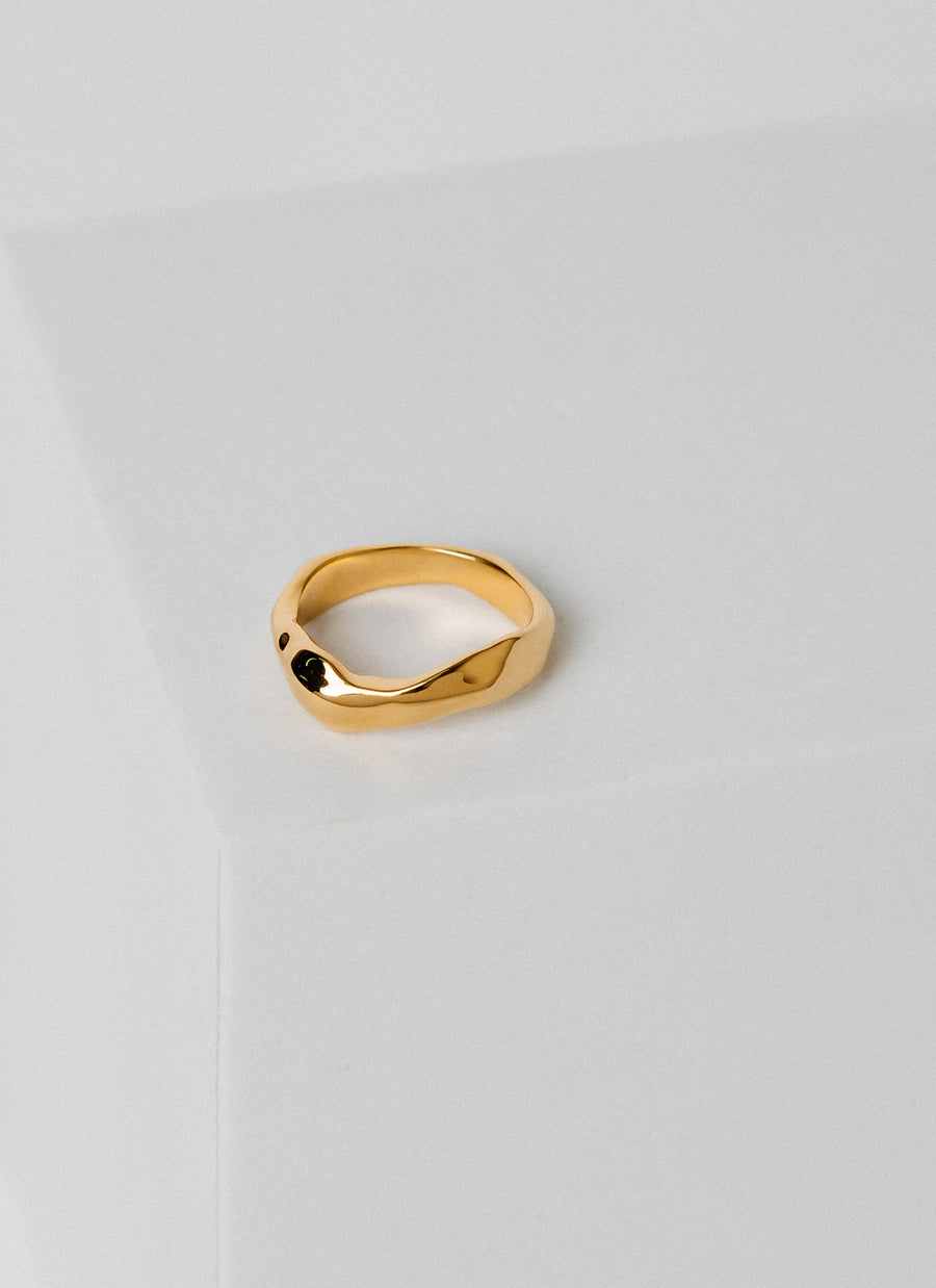 14k yellow gold molten ring from Riva newyork