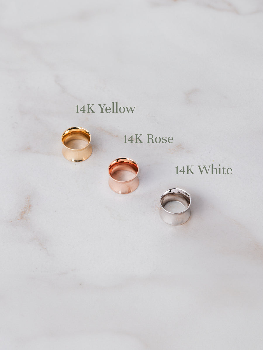 RIVA New York Gold Tunnels for stretched ears in 14K Gold 