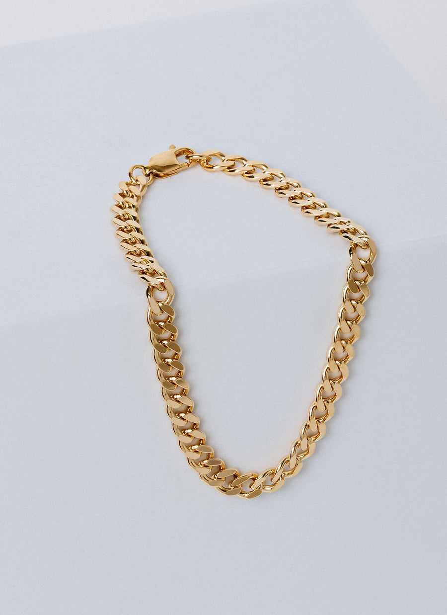Modern everyday curb chain bracelet in gold vermeil, from RIVA New York