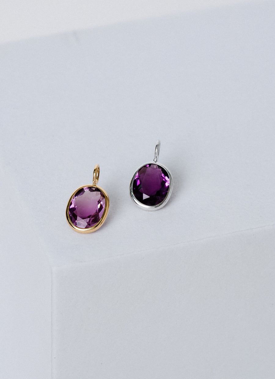 Shop RIVA New York's gemstone charms collection, featuring affordable petite semi-precious stone charms like these purple amethyst charms