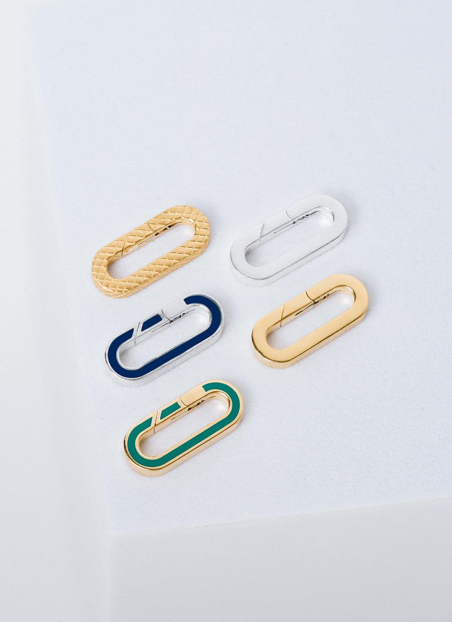 Flat paper clip Invisible Clasps for jewelry, comes in plain, textured and enamel versions, only from RIVA New York