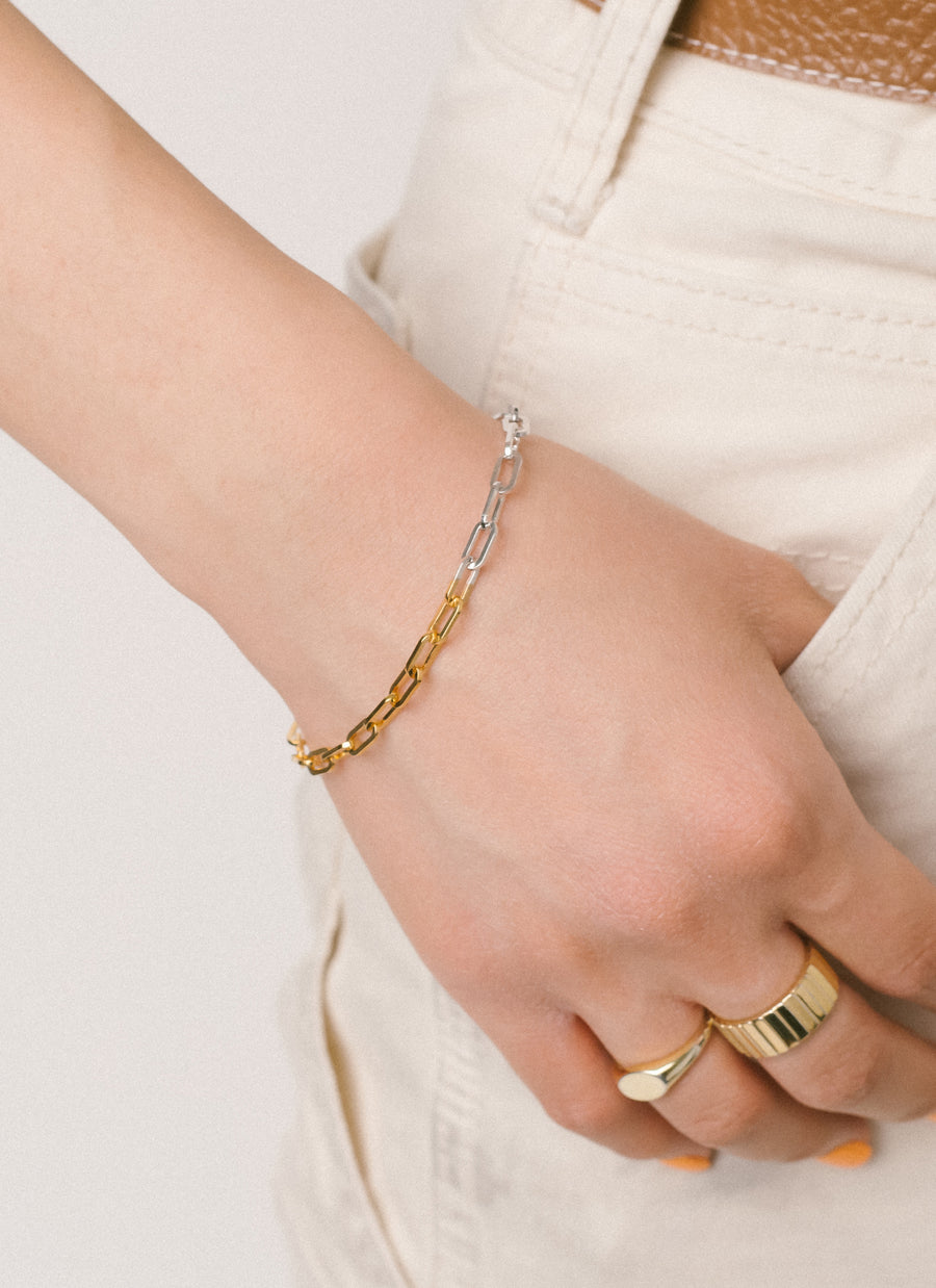 RIVA New York's two-tone Astor paper clip chain bracelet