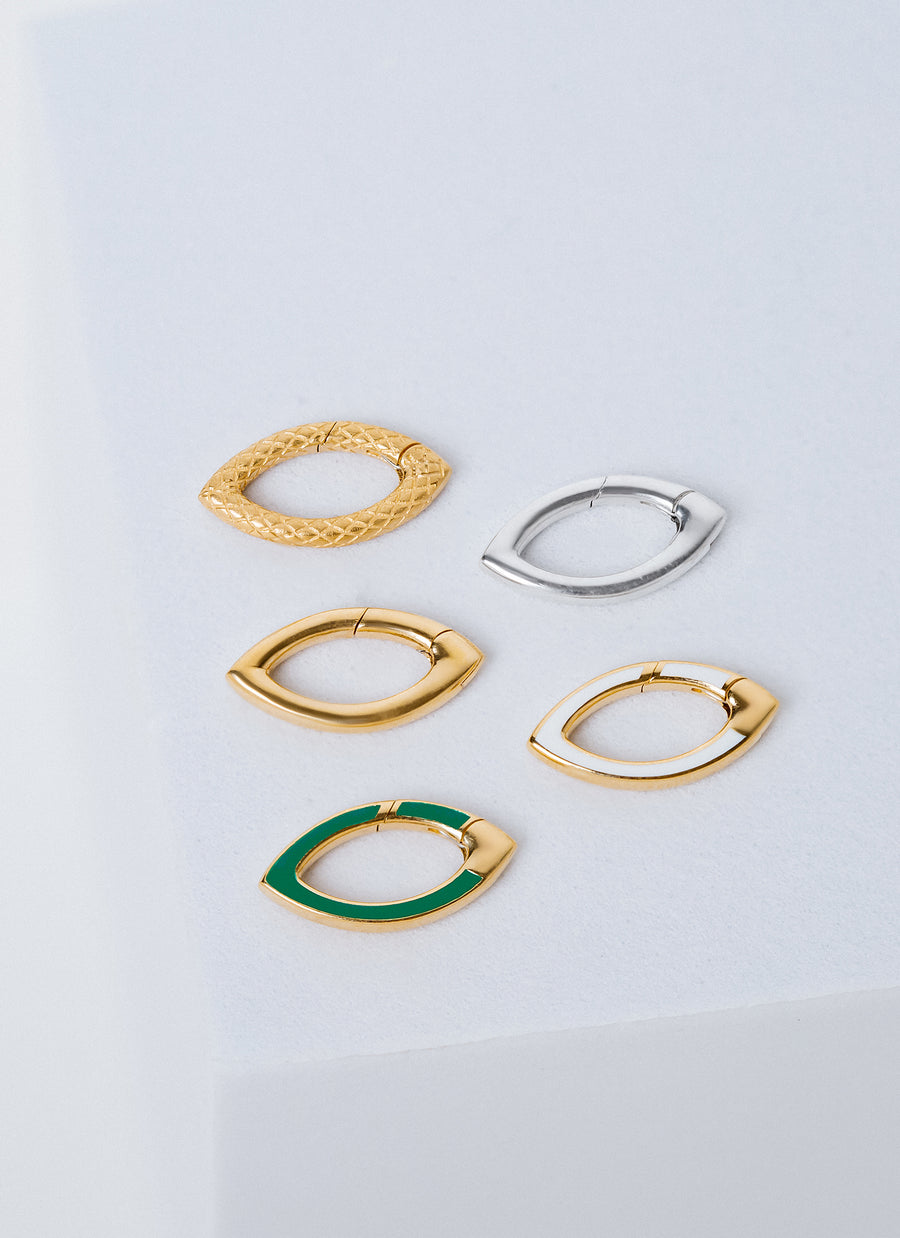 Marquise-shaped Invisible Clasps for jewelry, comes in plain, textured and enamel versions, only from RIVA New York