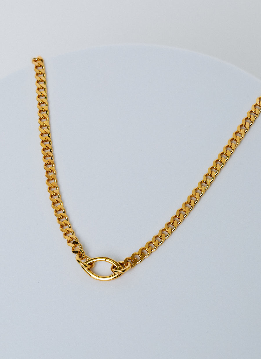 Product photo of the Gramercy unisex curb chain necklace from RIVA New York in gold vermeil