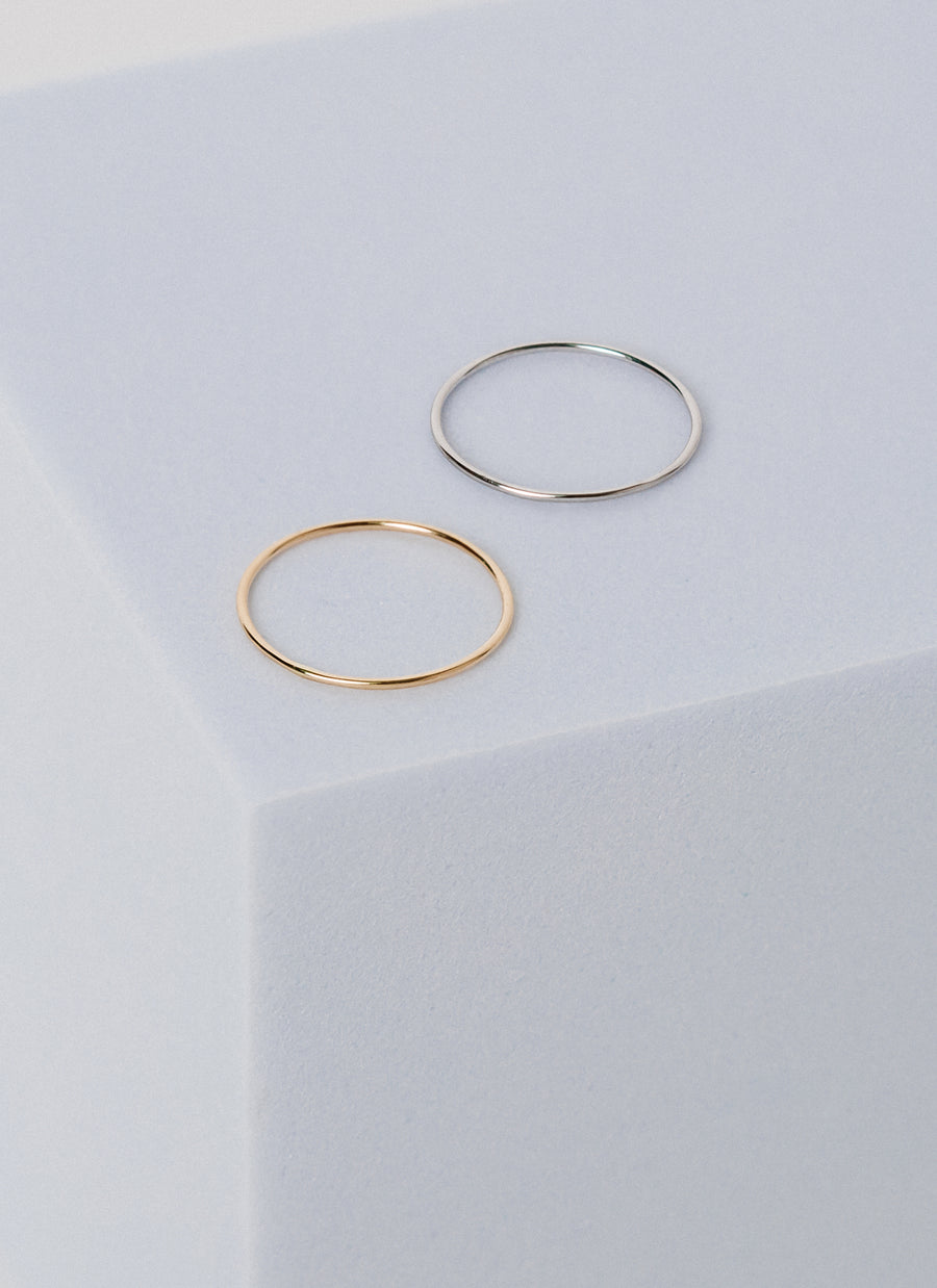 Classic stacking rings from RIVA New York, available in 14K yellow gold and sterling silver