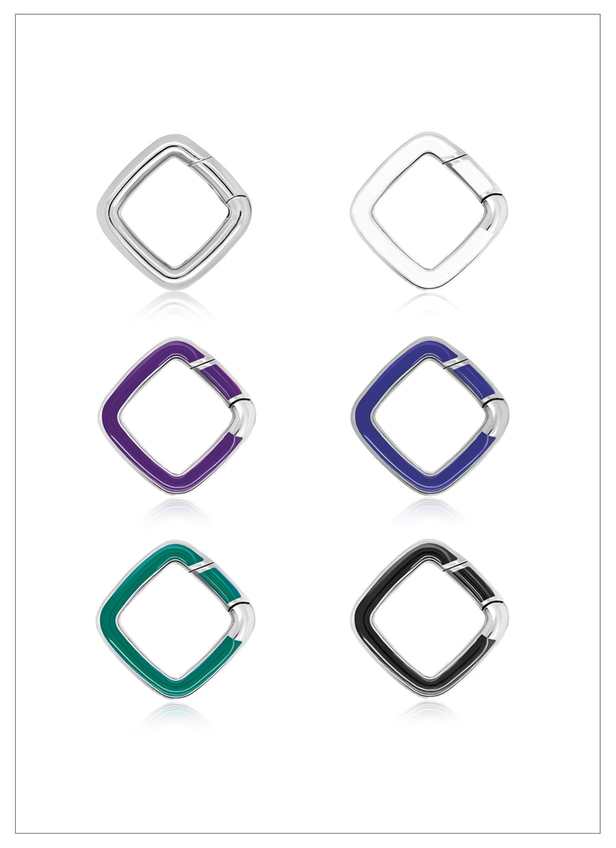 Cushion shaped jewelry clasps with pushgate from RIVA New York, available in silver and gold vermeil