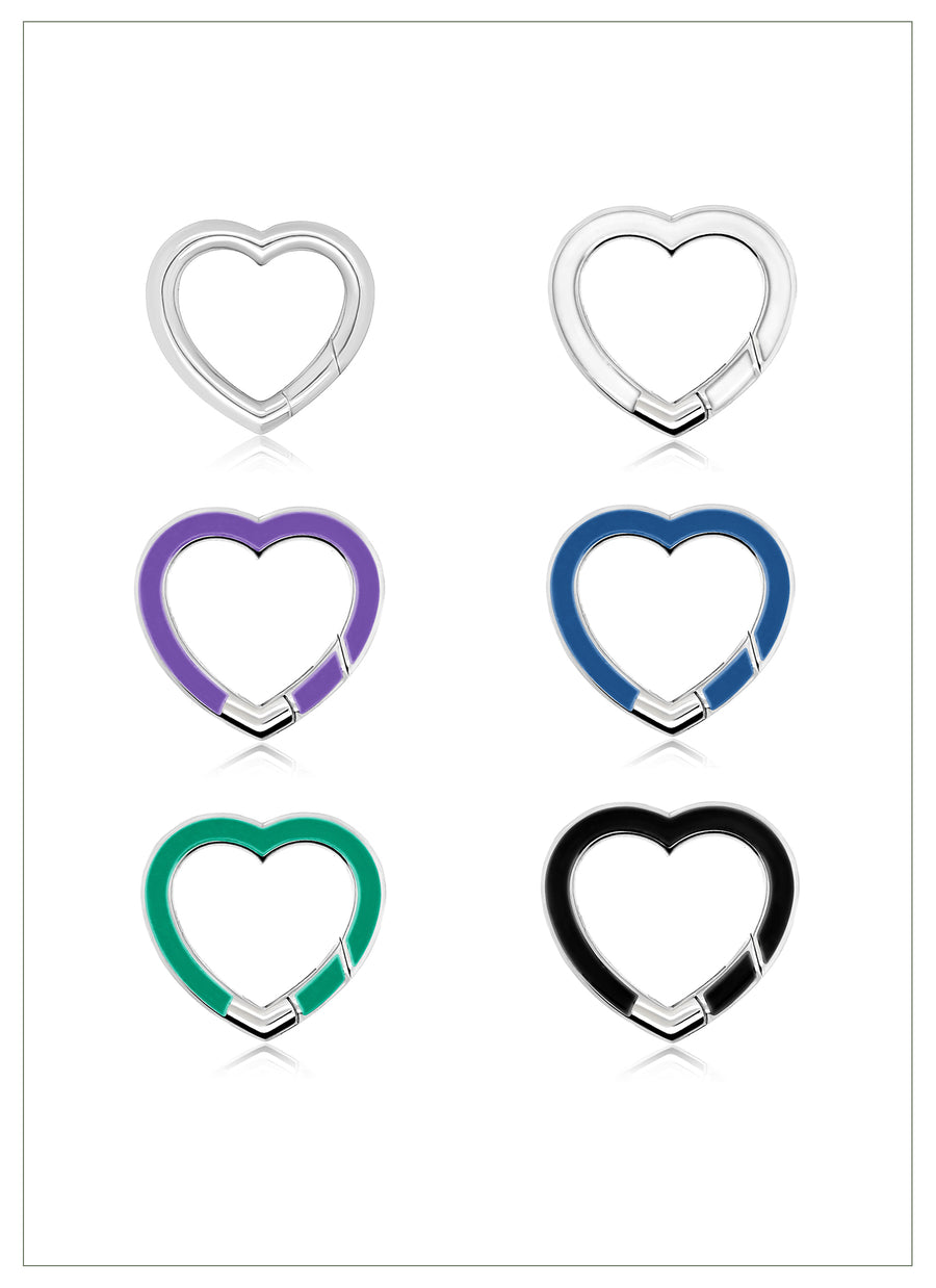 Heart shaped jewelry clasps with pushgate from RIVA New York, available in sterling silver and gold vermeil