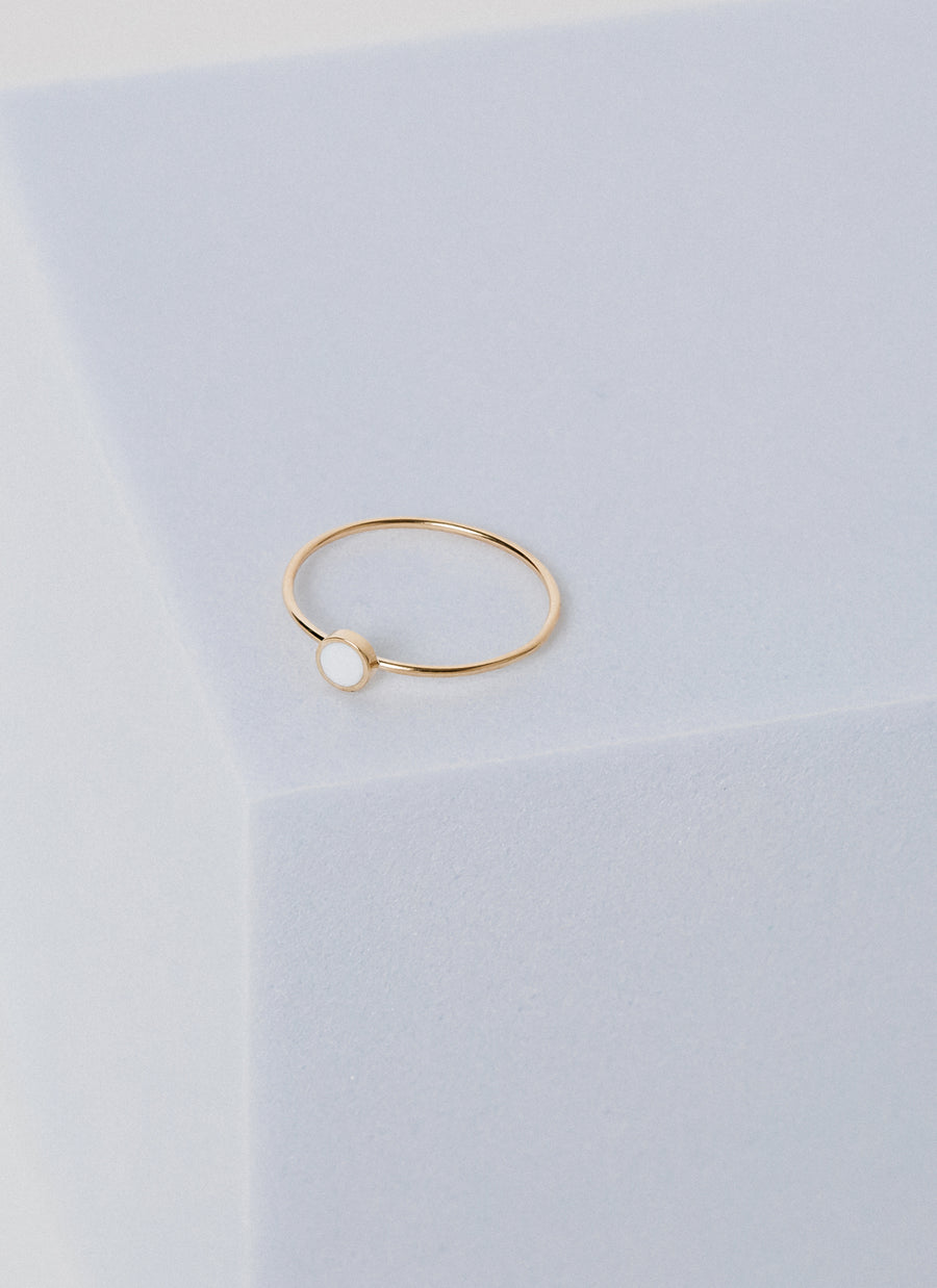Enamel Accent Stacker Ring from RIVA New York, in 14k yellow gold with white enamel