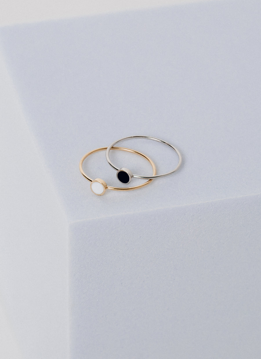 Enamel Accent Stacker Rings from RIVA New York, in silver and 14K yellow gold